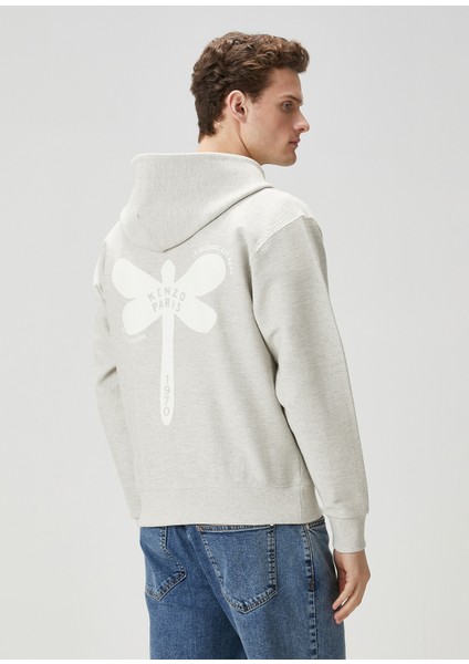Açık Gri Kapüşonlu Logo Baskılı Sweatshirt fırsatları