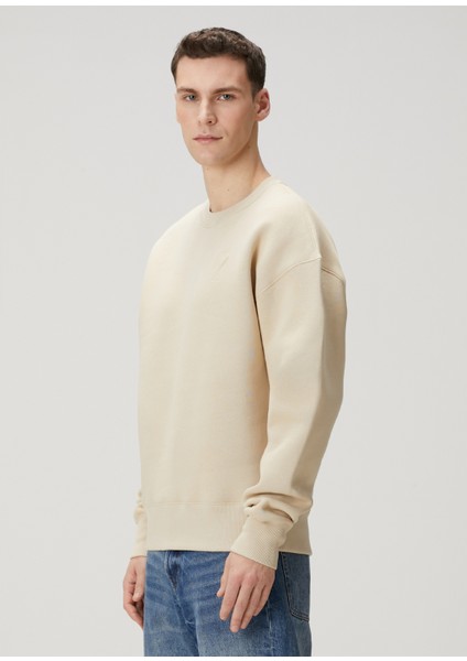 Krem Logo Nakışlı Sweatshirt modelleri