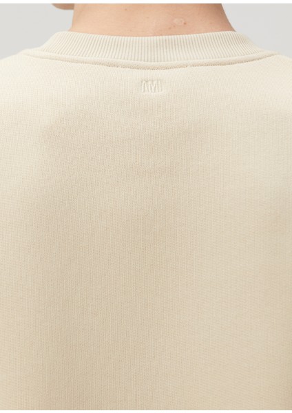 Krem Logo Nakışlı Sweatshirt