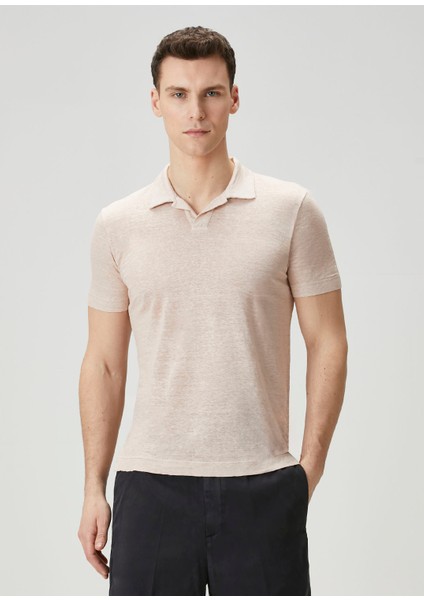 Pembe Polo Keten T-Shirt