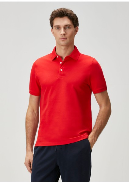 Kırmızı Polo Yaka Basic T-Shirt