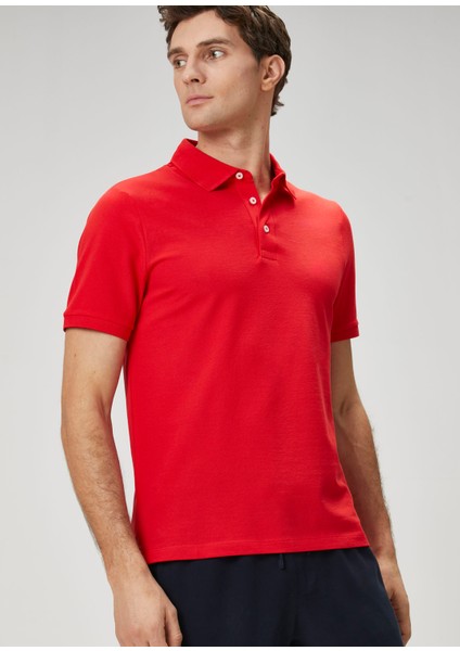 Kırmızı Polo Yaka Basic T-Shirt fiyatları
