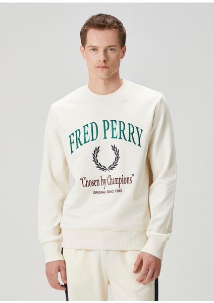Beyaz Logo Nakışlı Sweatshirt