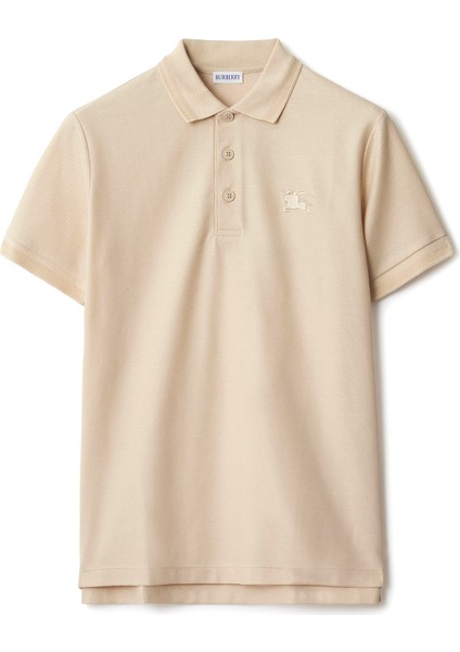 Eddie Krem Rengi Pamuklu Polo Yaka Kısa Kollu Erkek T-Shirt