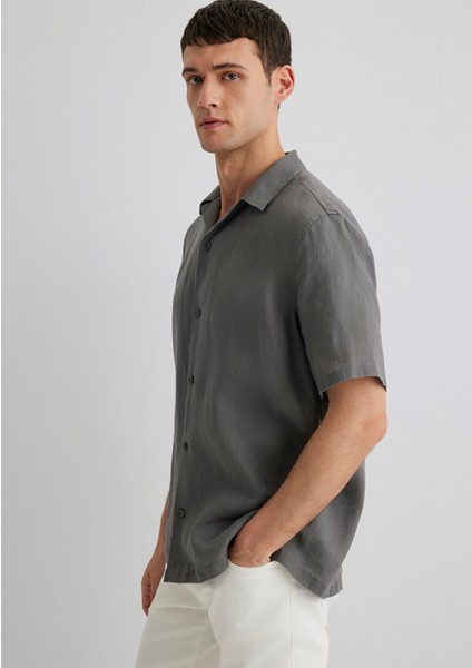 Antrasit Keten Gömlek 0211474-70096