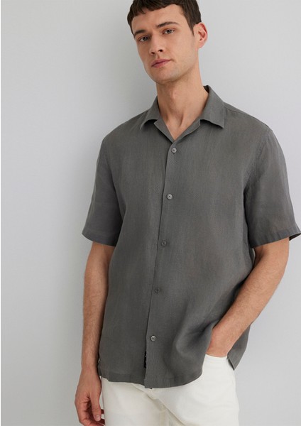 Antrasit Keten Gömlek 0211474-70096 fiyatları