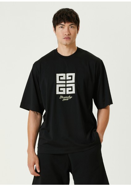 4g Siyah Logo Nakışlı T-Shirt