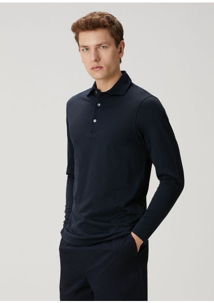 Lacivert Polo Yaka Sweatshirt modelleri