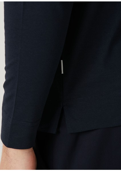 Lacivert Polo Yaka Sweatshirt