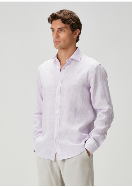 Comfort Fit Lila Keten Gömlek fırsatları