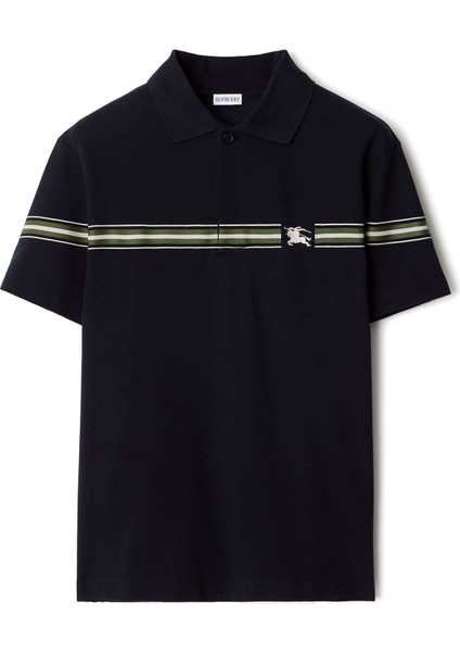 Sic Striped Mavi Pamuklu Polo Yaka Kısa Kollu Erkek T-Shirt