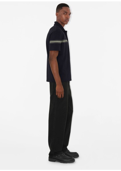 Sic Striped Mavi Pamuklu Polo Yaka Kısa Kollu Erkek T-Shirt modelleri