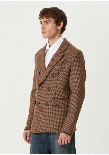 Double Breasted Kahverengi Erkek Blazer Ceket modelleri