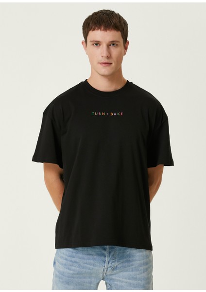 Stripe Siyah Oversized Kısa Kollu Erkek T-Shirt