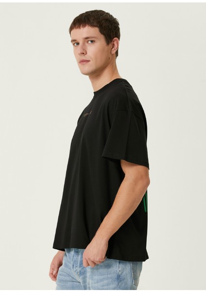 Stripe Siyah Oversized Kısa Kollu Erkek T-Shirt
