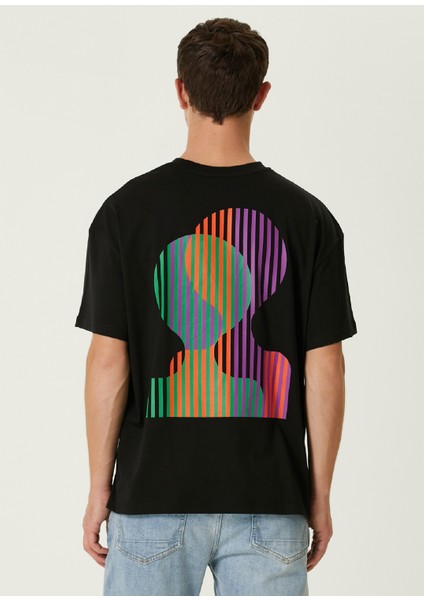 Stripe Siyah Oversized Kısa Kollu Erkek T-Shirt