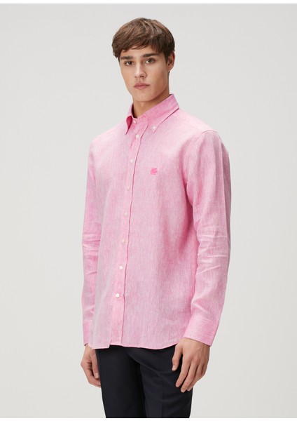 Koyu Pembe Keten Gömlek