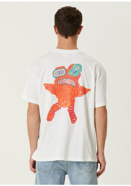 Frog Beyaz Baskılı Oversize Kısa Kollu Erkek T-Shirt fiyatları