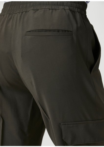 Alpha Haki Beli Kordonlu Yün Kargo Pantolon