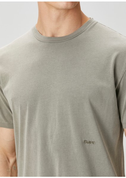 Haki Logo Nakışlı Basic T-Shirt indirimleri