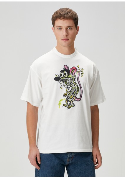 Beyaz Baskılı T-Shirt