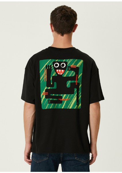 Spider Siyah Oversized Kısa Kollu Erkek T-Shirt