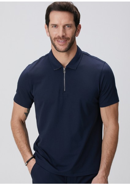 N-Tech Lacivert Polo Yaka Merserize T-Shirt