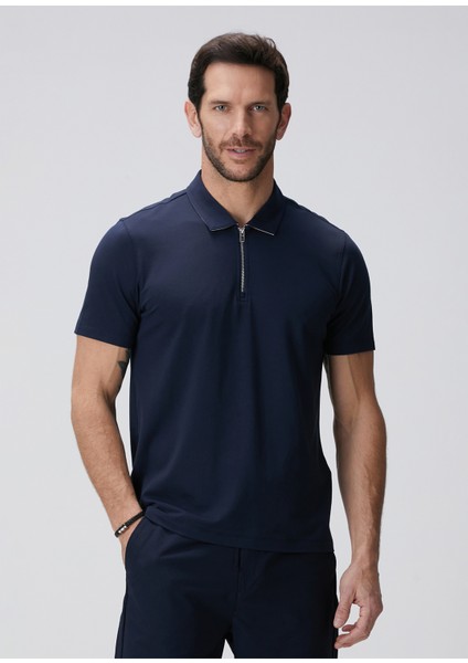 N-Tech Lacivert Polo Yaka Merserize T-Shirt