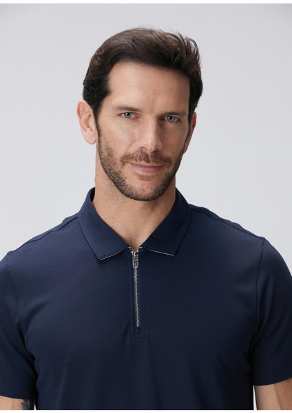 N-Tech Lacivert Polo Yaka Merserize T-Shirt