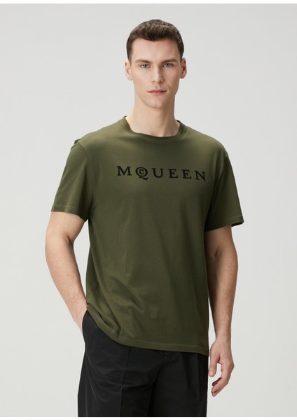 Haki Logo Baskılı T-Shirt