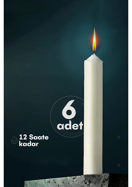 Klasik Mum 6 Adet - Kokusuz Mum 721863