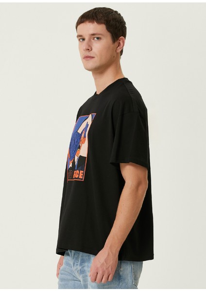 Face To Face Siyah Oversized Kısa Kollu Erkek T-Shirt