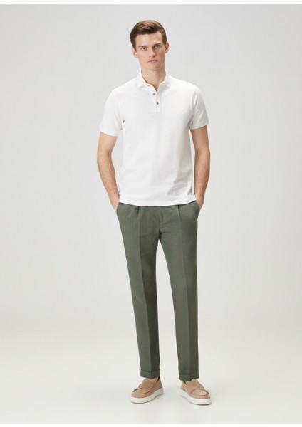 Beyaz Polo Yaka Keten T-Shirt fiyatları
