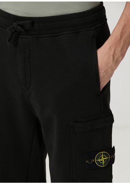Siyah Beli Kordonlu Kargo Jogger Eşofman Altı
