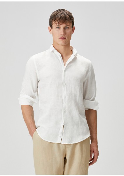 Camicia Beyaz Keten Gömlek