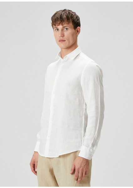 Camicia Beyaz Keten Gömlek