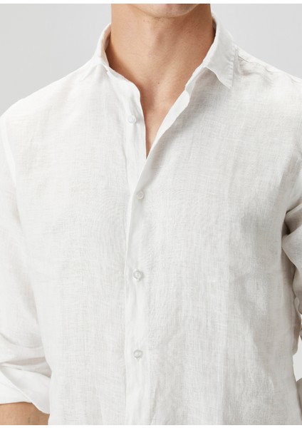Camicia Beyaz Keten Gömlek