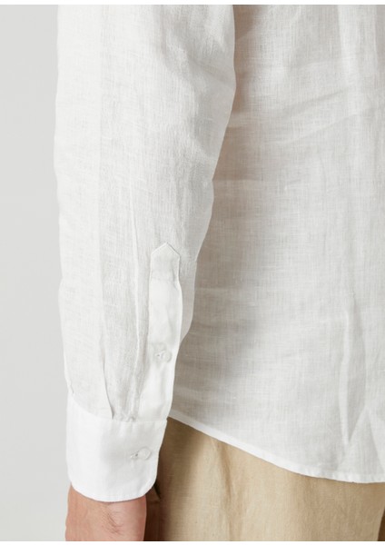 Camicia Beyaz Keten Gömlek