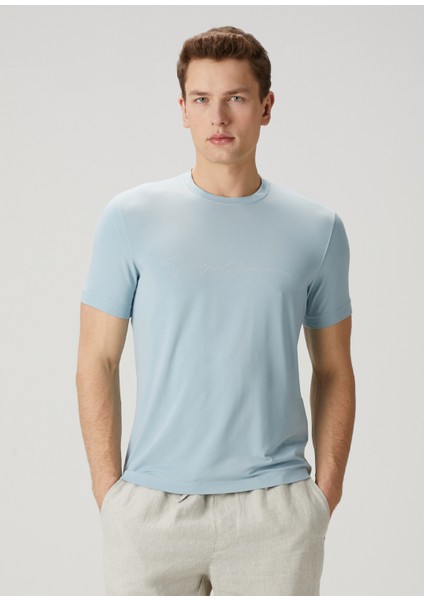 Açık Mavi Logo Baskılı T-Shirt