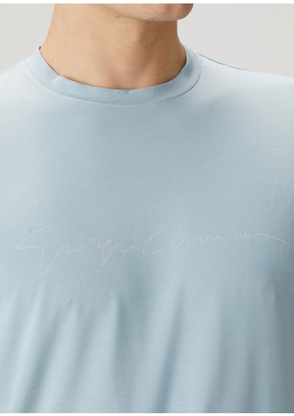 Açık Mavi Logo Baskılı T-Shirt indirimleri