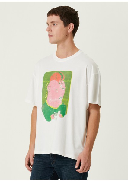Toaster Beyaz Baskılı Oversize Kısa Kollu Erkek T-Shirt modelleri