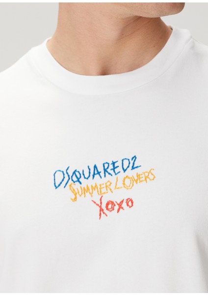 Summer Lovers Beyaz Nakışlı T-Shirt indirimleri