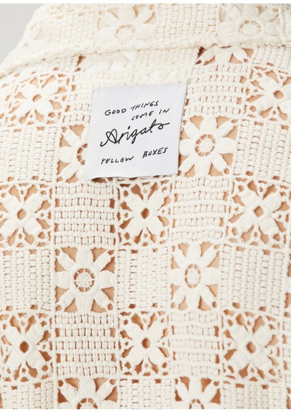 Eren Ekru Kısa Kollu Crochet Gömlek