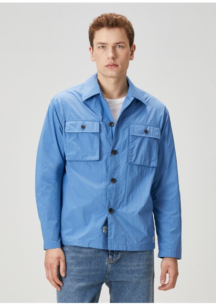 Relaxed Fit Mavi Utility Dış Gömlek