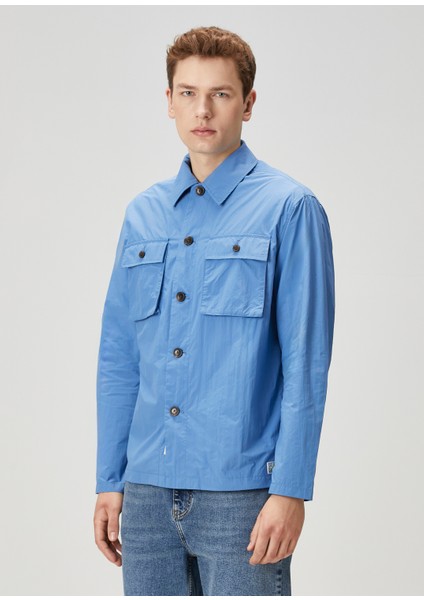 Relaxed Fit Mavi Utility Dış Gömlek