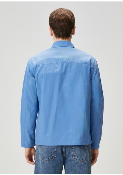 Relaxed Fit Mavi Utility Dış Gömlek