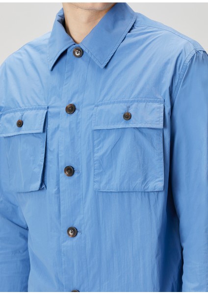 Relaxed Fit Mavi Utility Dış Gömlek