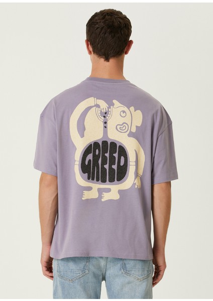 Greed Lila Baskılı Oversize Kısa Kollu Erkek T-Shirt fiyatları