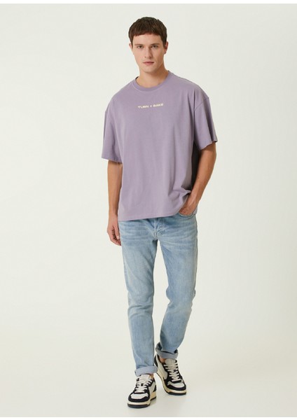 Greed Lila Baskılı Oversize Kısa Kollu Erkek T-Shirt fırsatları