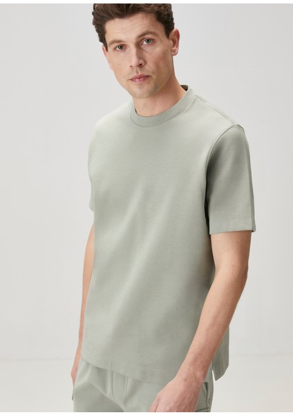 Su Yeşili Kısa Kollu Sweatshirt